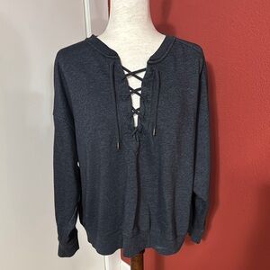 Old Navy Gray Tie Front Long Sleeve Hoodie